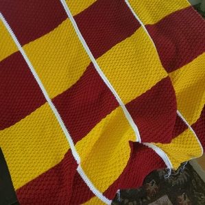 Hand knit and crocheted blanket